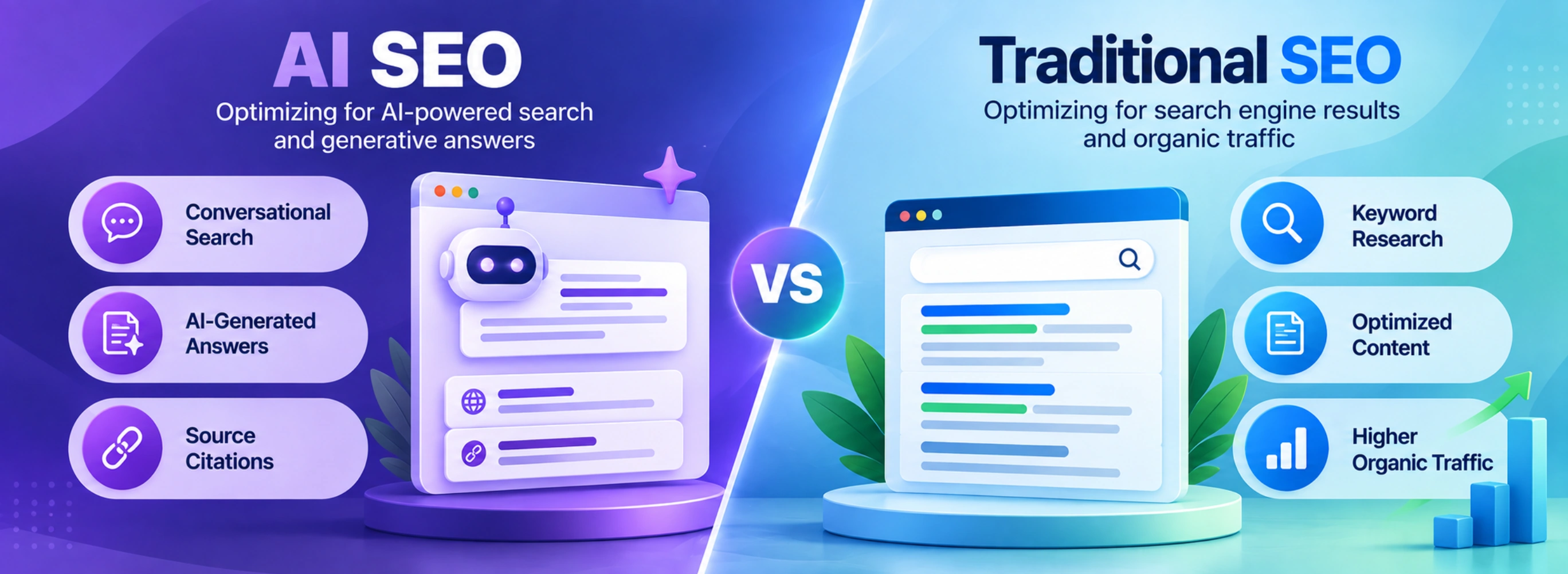 AI SEO and Traditional SEO comparison for modern search visibilit