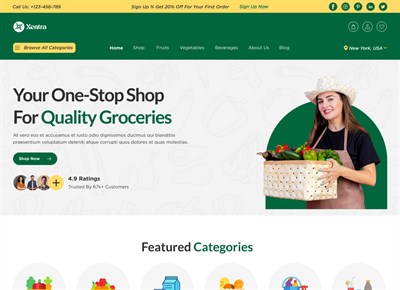 Modern ecommerce grocery store website layout