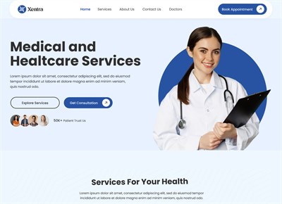 Modern hospital website layout