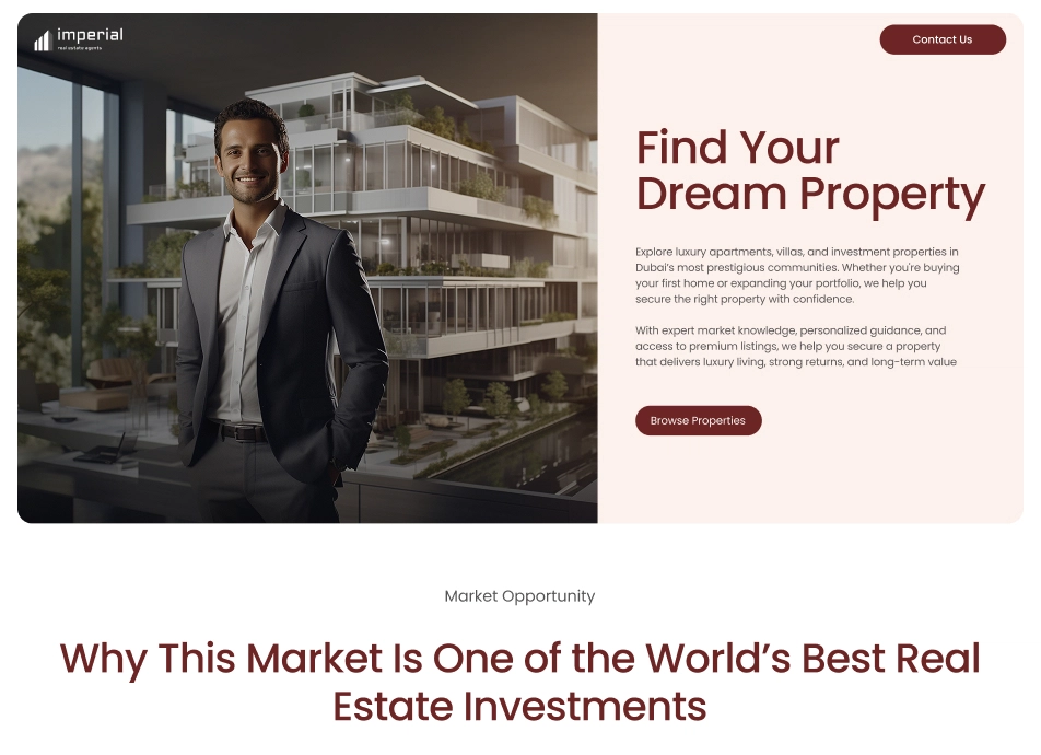 Luxury Real Estate Website for Imperial Property with Listings and Modern UI