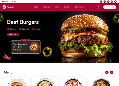 Modern restaurant website layout