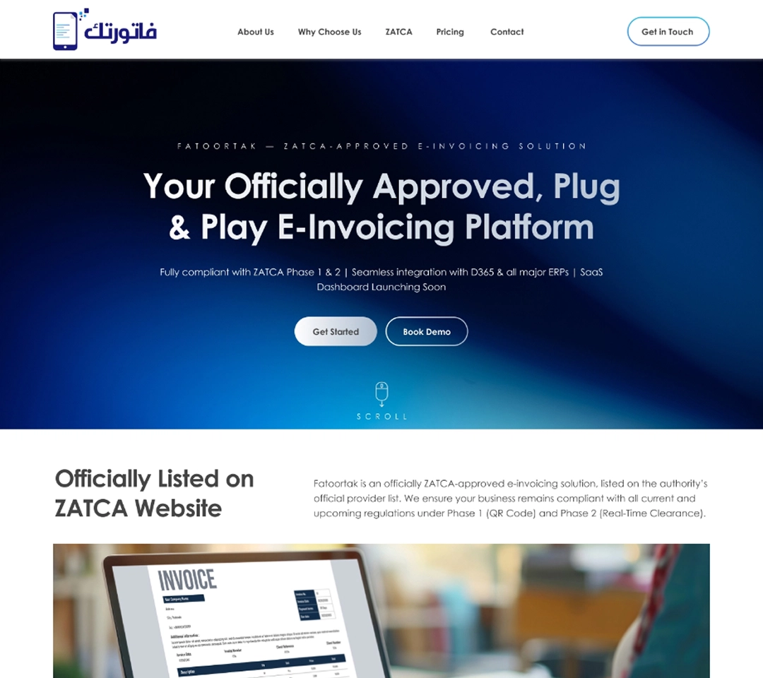 ZATCA Approved E-Invoicing Platform UI Showcase