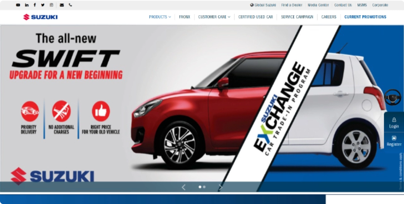 Suzuki Web Development Case Study Interface