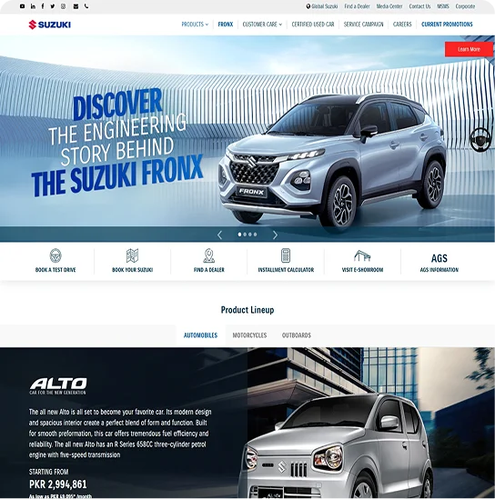 Custom Web Application Dashboard for Automotive Brand